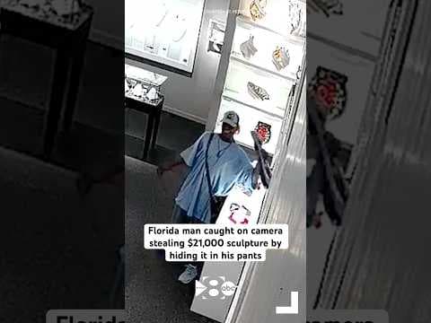 Florida man caught on camera stealing $21,000 sculpture by hiding it in his pants