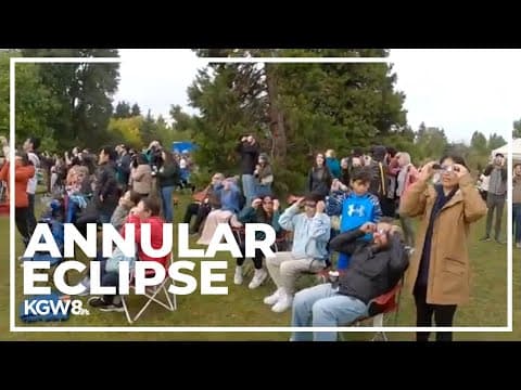 Annular eclipse viewers in Eugene luck out with well-timed cloud break