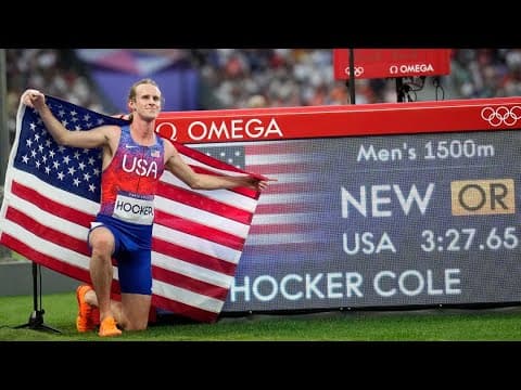 Cole Hocker pulls Olympic shocker in men's 1,500m to win gold, Yared Nuguse takes bronze