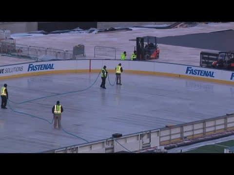 Crews starting to prepare rink for NHL Stadium Series at Ohio Stadium