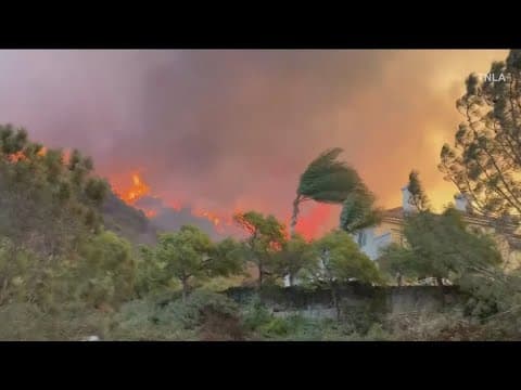 Brush fire in the Pacific Palisades neighborhood of Los Angeles destroys homes and forces thousands