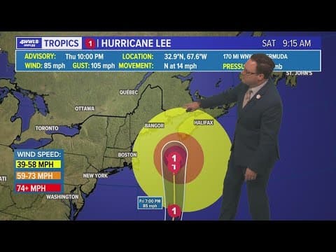Thursday evening Tropical update: Lee continues to weaken as it moves north