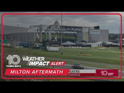Tampa MidFlorida Credit Union Amphitheatre damaged from Hurricane Milton