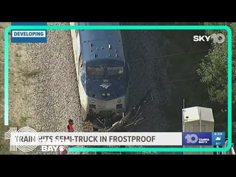 Amtrak train strikes semi-truck trailer in Polk County