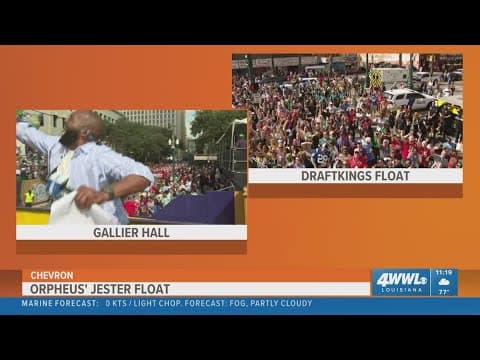 Super Bowl LIX Parade: WWL's Brandon Walker catches a bomb throw at Super Bowl LIX parade