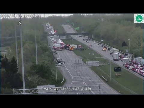 Crash involving semitrailer shuts down northbound lanes of I-270 in southeast Columbus