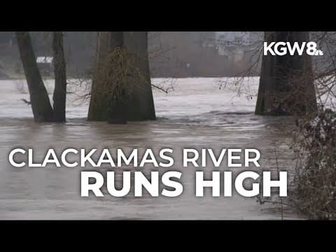 Clackamas River in Oregon City runs high after rain