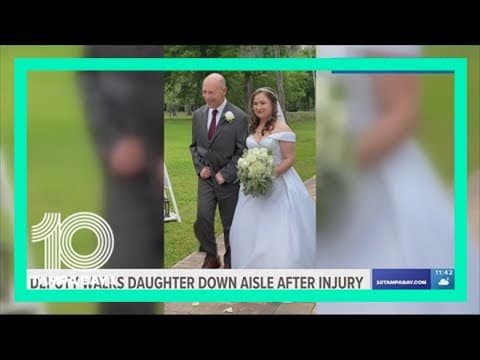 One year after life-altering injury, Florida deputy walks daughter down aisle