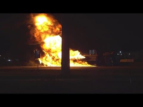 North Freeway at Tidwell reopens after 18-wheeler carrying fuel caught fire Saturday night