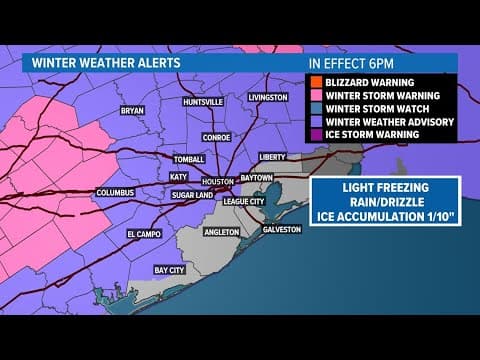 Live stream shows current temperatures around the Houston area, along with precipitation locations