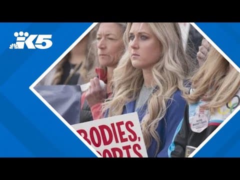 Protesters show up to anti-trans activist Riley Gaines' speaking event at University of Washington