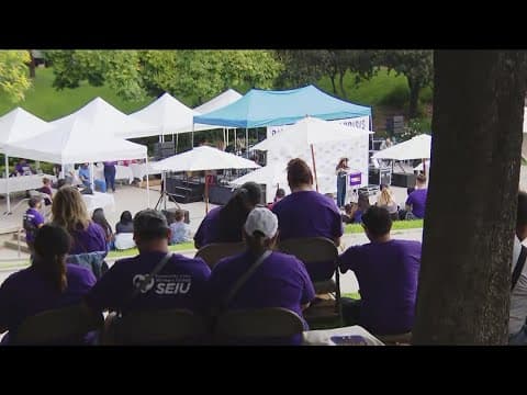 San Diego healthcare workers rally for better pay and improved working conditions