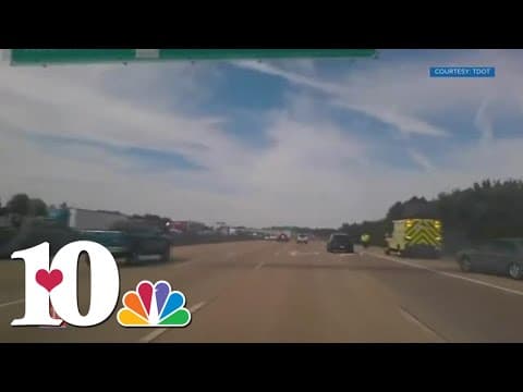 Close call of car almost crashing into TDOT truck caught on camera in Chattanooga