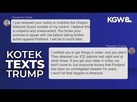 Gov. Kotek pushes back in texts after Trump orders National Guard to Portland