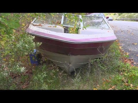 Illegal roadside dumping features 20-foot boat in Bowie