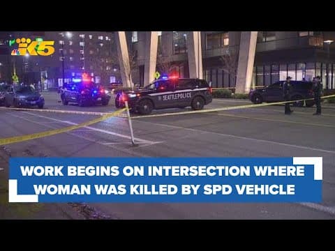 Work on intersection where pedestrian was hit, killed by SPD vehicle begins