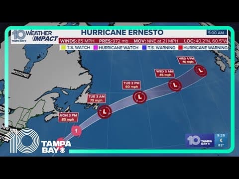 Hurricane Ernesto continues to move away from land