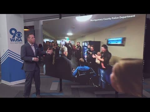 Officer who had legs amputated met with applause, police escort as he moves to Walter Reed Medical C