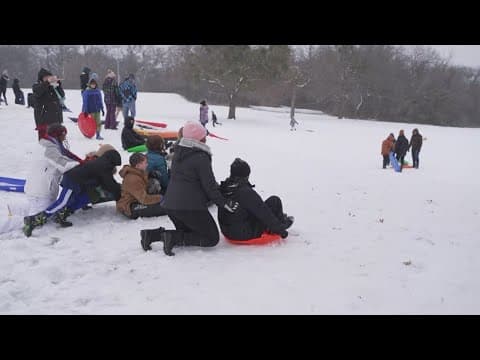 Snow in Plano in North Texas