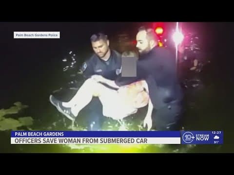 Florida officers save woman from sinking car