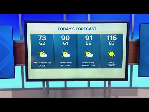 Hot inland temps on Monday continue before mid-week cool down