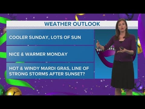 New Orleans Weather 6pm: Cool Sunday, Breezy Lundi Gras ahead