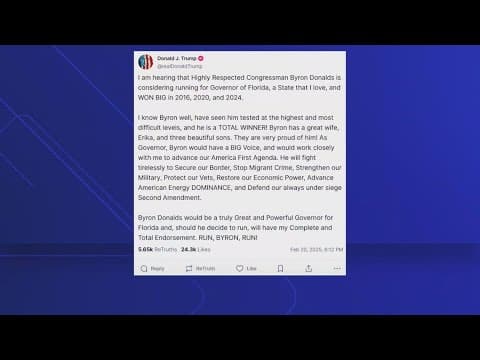 President Trump throws support behind potential candidate for Florida governor