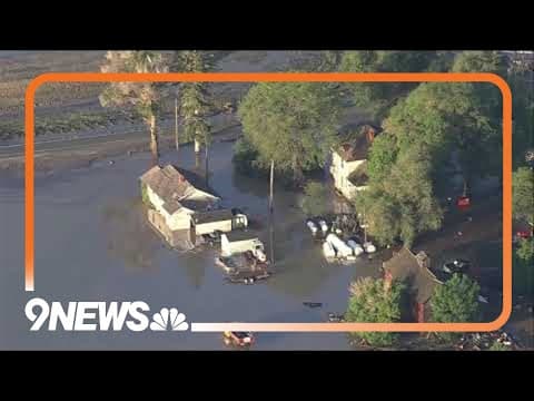 Aerial view shows flooding in east Greeley