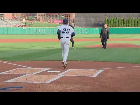 10TV's Dom Tiberi throws first pitch at Clippers home opener