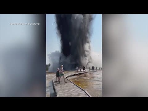 Hydrothermal explosion at Yellowstone sends tourists running