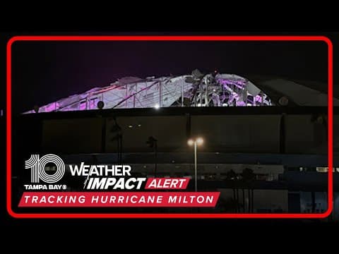 Tropicana Field roof ripped off during Hurricane Milton