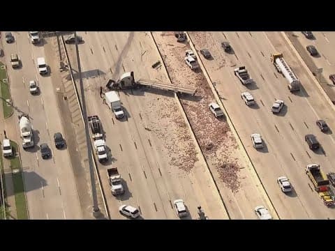 Lost load of bricks causes a chaotic mess on Highway 290
