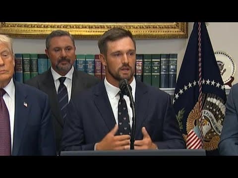 Bryson DeChambeau speaks during Trump executive order to revive Presidential Fitness Test