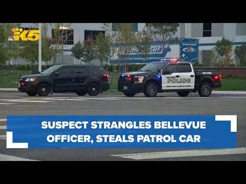 Suspect strangles Bellevue police officer, steals patrol car, leads police on pursuit