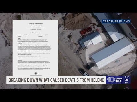 What caused the deaths in Pinellas County's barrier islands during and after Hurricane Helene?