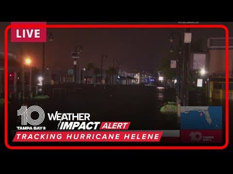 Flooding at Sponge docks in Tarpon Springs during Hurricane Helene