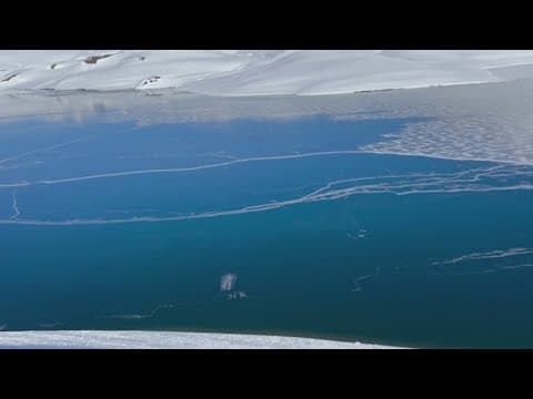 Ice crack makes 'space-like' sound in lake in Laguna Del Maule, Chile