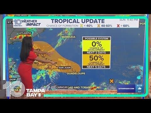 Tracking the Tropics: Disturbance in the central Atlantic now has a 50% chance of development over n