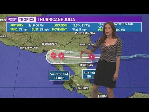 Saturday night tropics update: Hurricane Julia nears Nicaragua