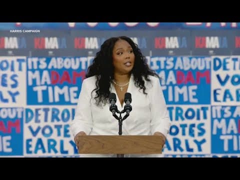 Lizzo stumps for Kamala Harris at Detroit rally