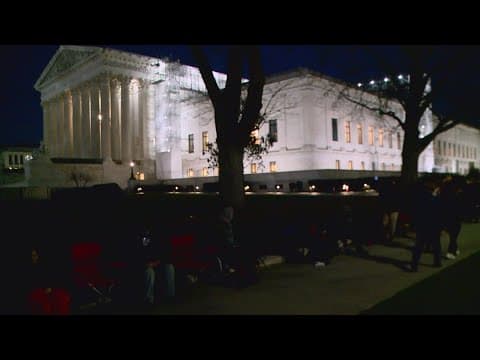 People line up early to hear Supreme Court hearing on the Pres. Trump case