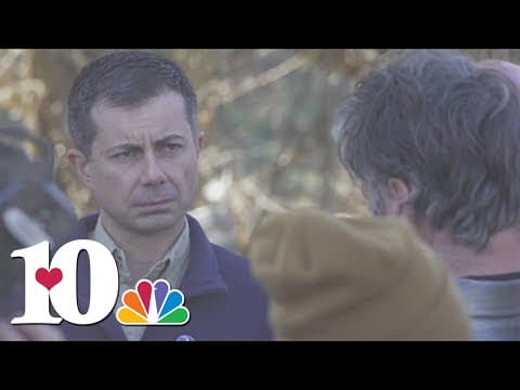 U.S. Secretary of Transportation surveys roadway damage in North Carolina, East Tennessee