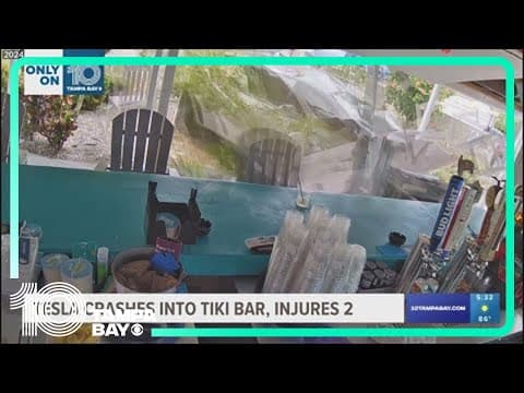 Tesla crashes into tiki bar in Bradenton: Exclusive video