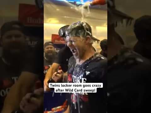 Minnesota Twins locker room goes nuts after sweeping the Toronto Blue Jays in the Wild Card Series
