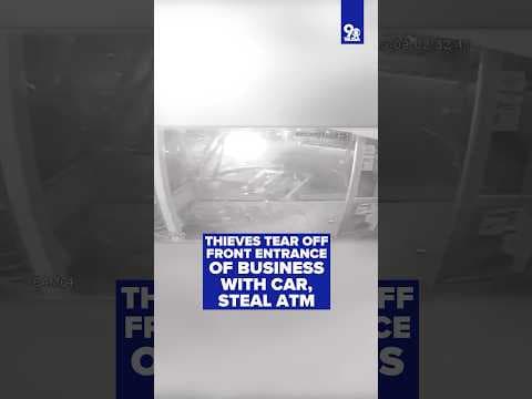 VIDEO: Thieves tear front entrance off business with car, steal ATM
