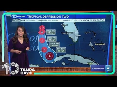 Tracking the Tropics | Tropical Depression Two moving slowly, expected to remain offshore and be sho