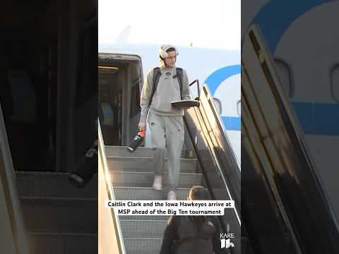 Caitlin Clark and the Iowa Hawkeyes arrive at MSP ahead of the Big Ten tournament.