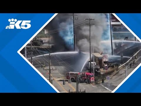 Crews working for hours to extinguish large fire near East Marginal Way