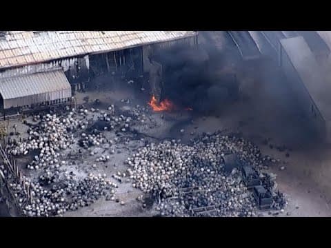 Aerials of explosion at propane facility in Brookshire, Texas