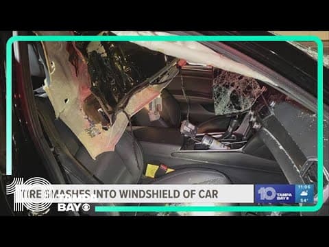 Clearwater police: Tire comes off car, bounces and slams into windshield of vehicle with child and w